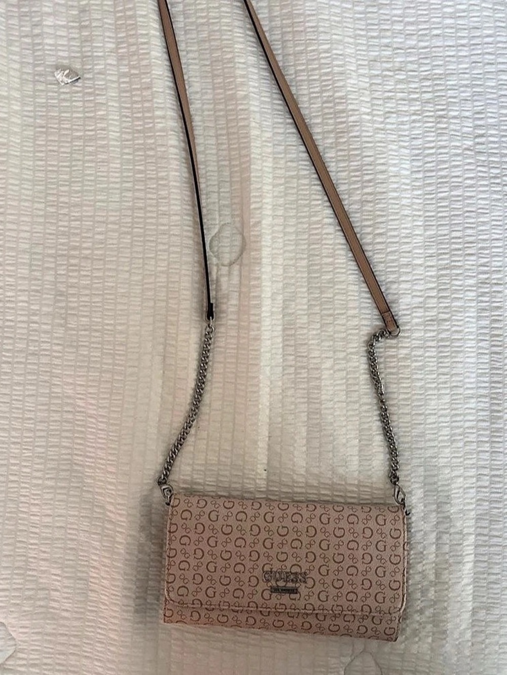 Guess Crossbody Phone Wallet in Pink & Brown